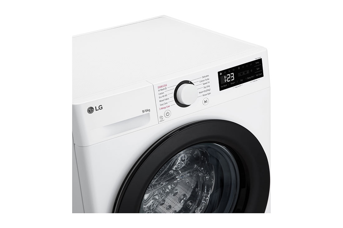 LG | Washing machine with dryer | F4DR509SBW | Energy efficiency class A | Front loading | Washing capacity 9 kg | 1400 RPM | Depth 55 cm | Width 60 cm | Display | Rotary knob + LED | Drying system | Drying capacity 6 kg | Steam function | Direct drive | White - Image 6