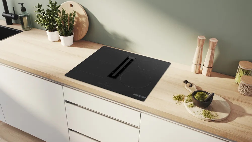Bosch | PVS611B16E | Induction hob with integrated ventilation system | 60 cm | Number of burners/cooking zones 4 | B | Black | Touch - Image 4