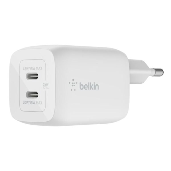 Belkin USB-C GaN PD PPS Dual Wall Charger, 65W | WCH013vfWH