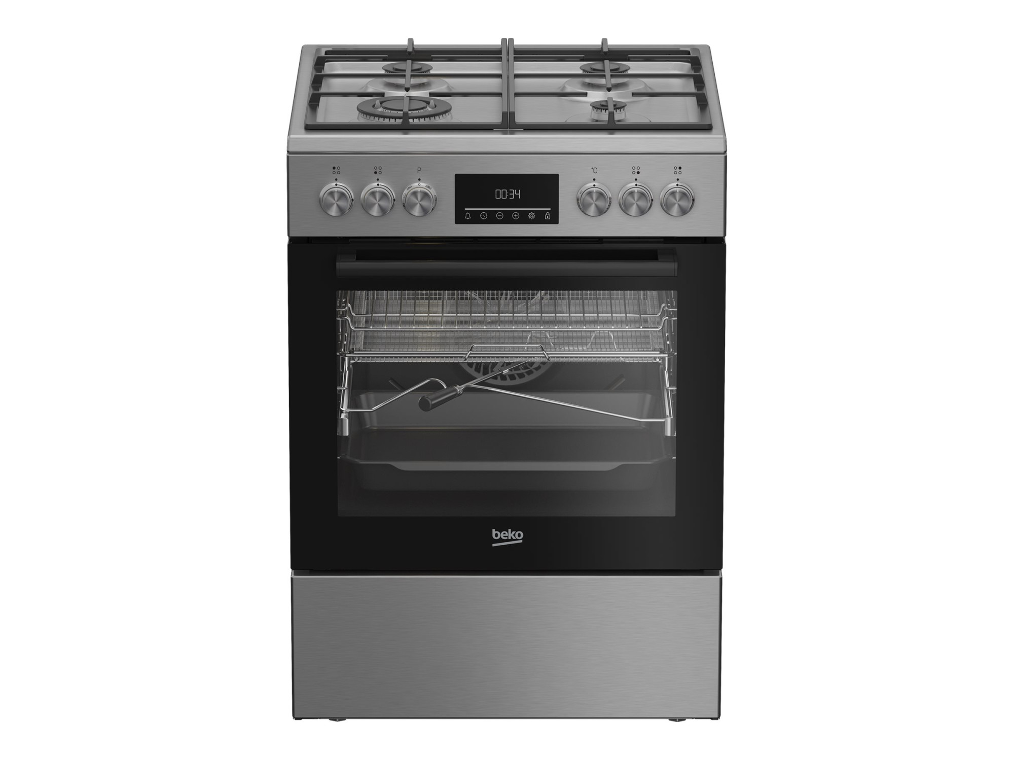BEKO Cooker | FBMA61330GXDT | Hob type Gas | Oven type Electric | Stainless Steel | Width 60 cm | Grilling | LED | Depth 60 cm | 72 L - Image 2