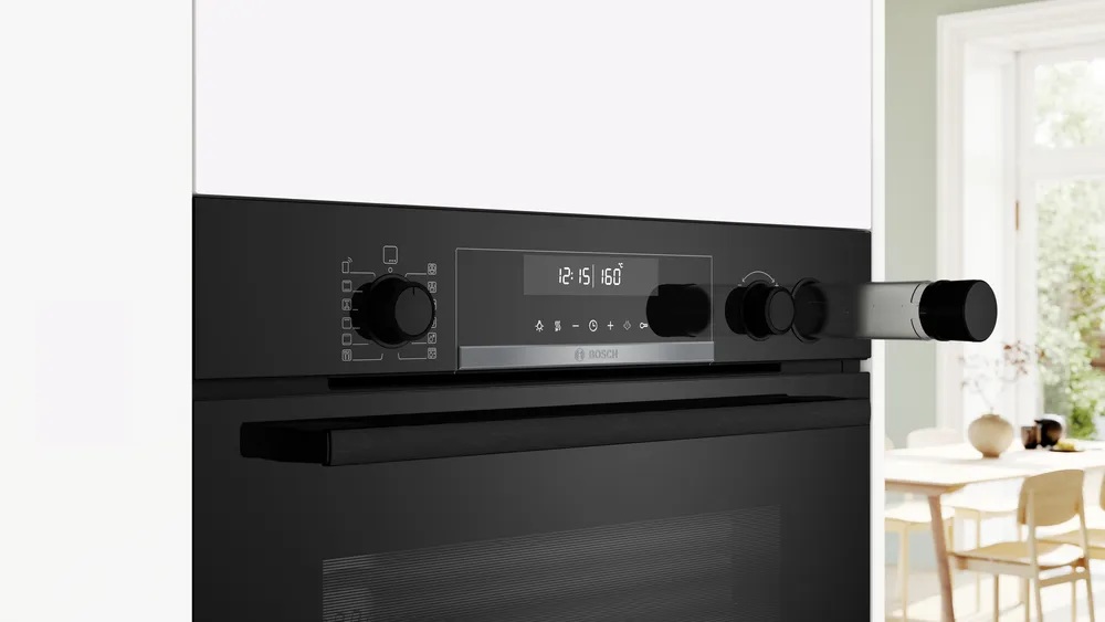 Bosch Oven | HRG578BB7 | 71 L | Electric | Pyrolysis | Knobs | Steam function | Height 59.5 cm | Width 59.4 cm | Black - Image 5