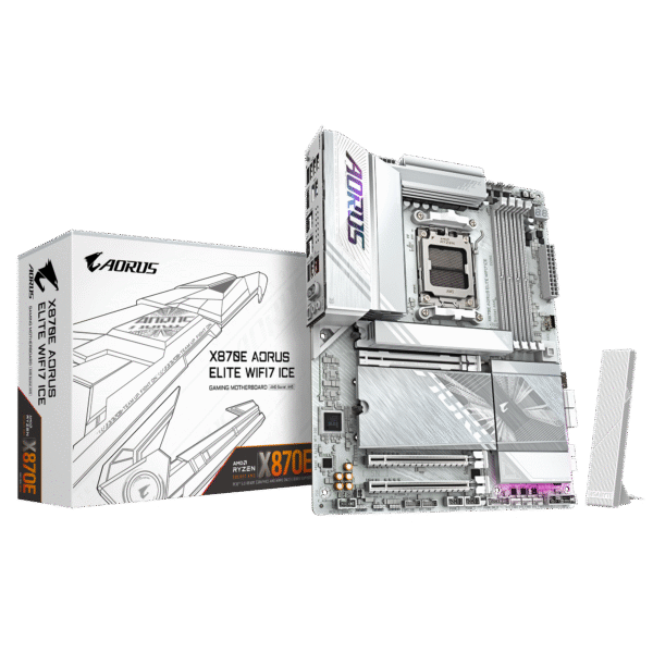 Gigabyte X870E AORUS ELITE WIFI7 ICE | Processor family AMD | Processor socket AM5 | DDR5 | Supported hard disk drive interfaces SATA, M.2 | Number of SATA connectors 4