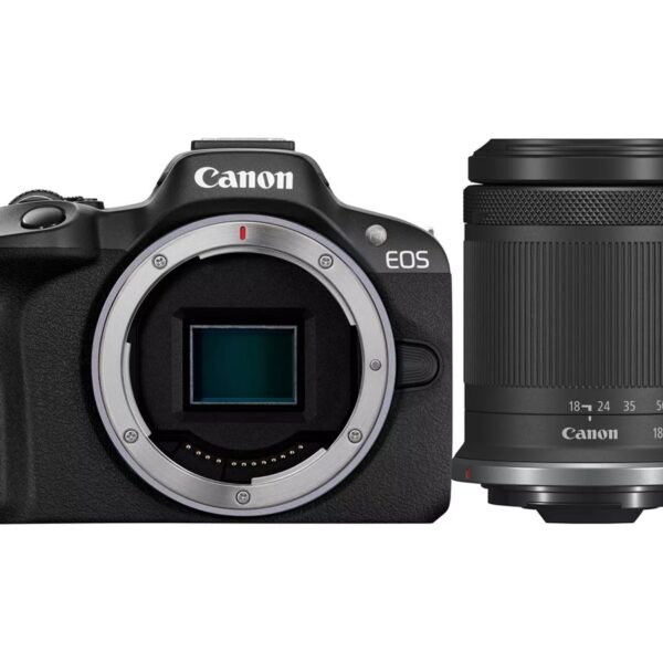 Canon | EOS R50 - digital camera RF-S 18-150mm F3.5-6.3 IS STM lens | Megapixel 24.2 MP | ISO sensitivity (max) ISO 51200 | Wi-Fi | Automatic, manual | CMOS | Black