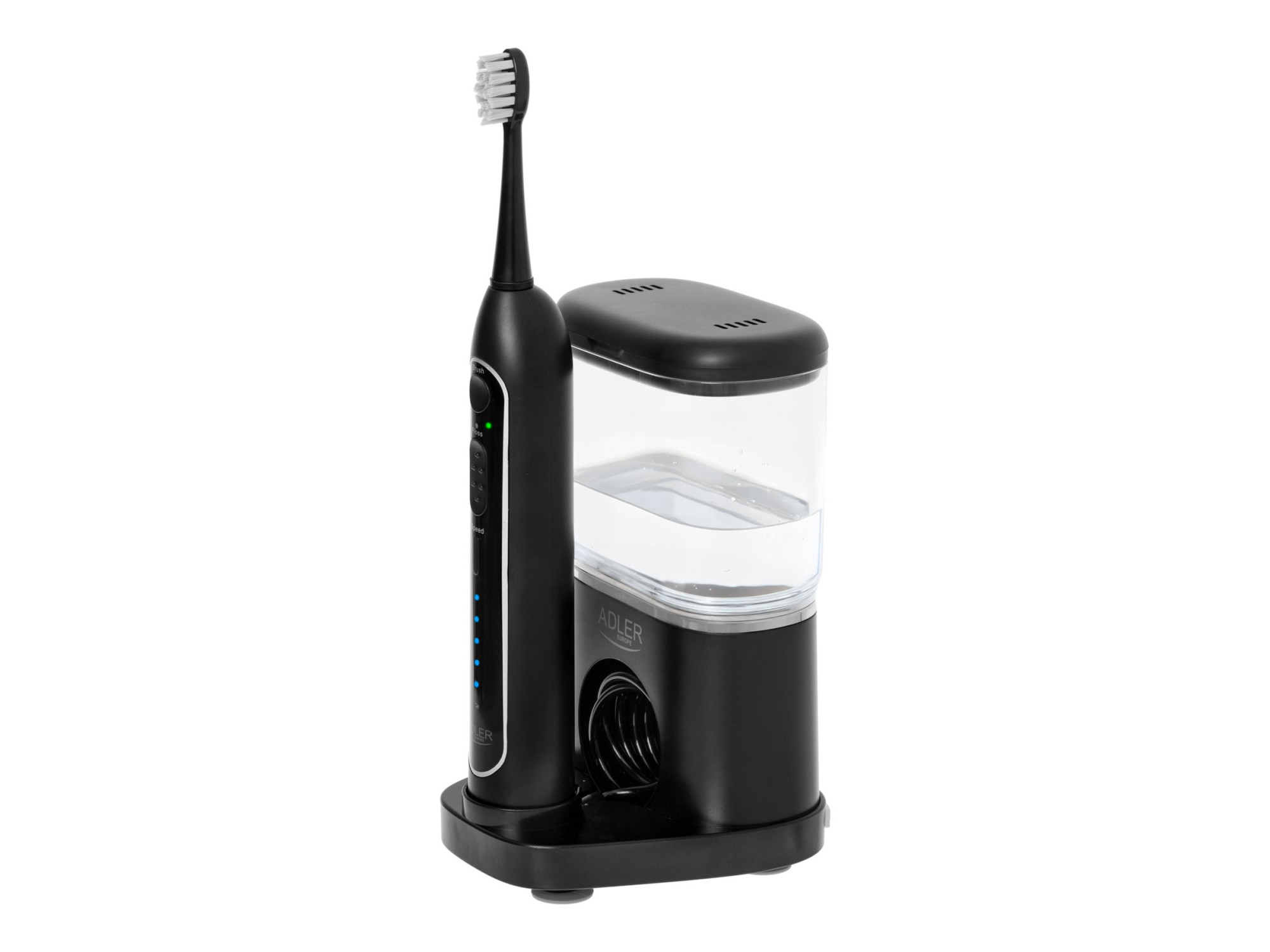 Adler | 2-in-1 Water Flossing Sonic Brush | AD 2180b | Rechargeable | For adults | Number of brush heads included 2 | Number of teeth brushing modes 1 | Black - Image 2