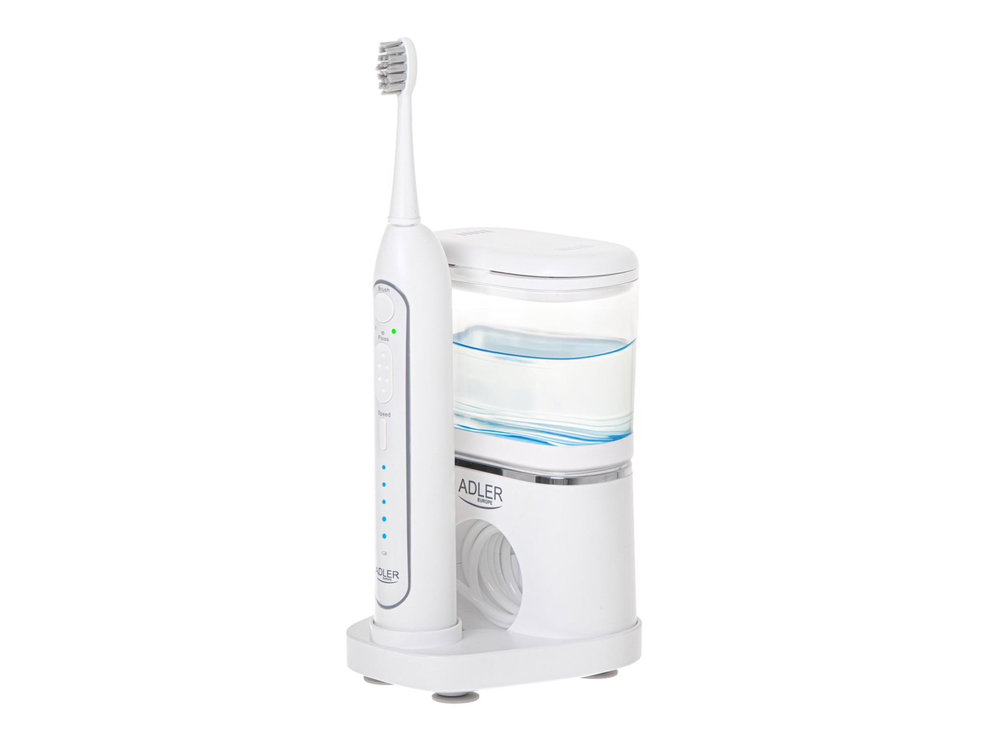Adler | 2-in-1 Water Flossing Sonic Brush | AD 2180w | Rechargeable | For adults | Number of brush heads included 2 | Number of teeth brushing modes 1 | White - Image 2