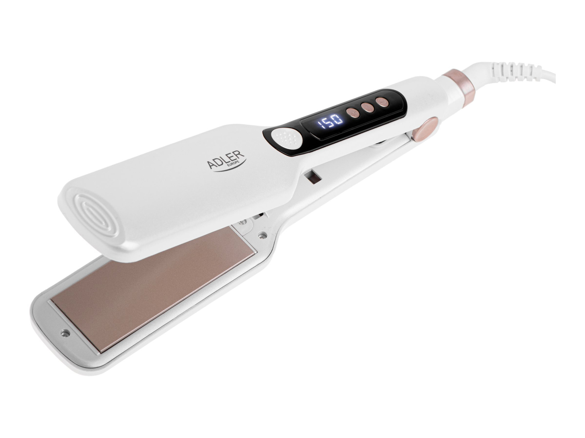 Adler Hair Straightener - Wide | AD 2325 | Ceramic heating system | Display LCD | Temperature (min) 150 °C | Temperature (max) 210 °C | Number of heating levels 7 | 120 W | White - Image 2