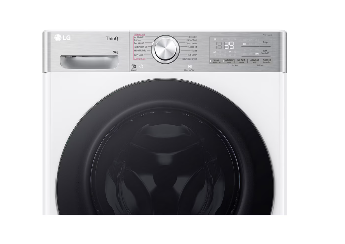 LG Washing machine with dryer | F4DR913P3WA | Energy efficiency class A/D | Front loading | Washing capacity 13 kg | 1400 RPM | Depth 62 cm | Width 60 cm | Display | LED | Drying system | Drying capacity 7 kg | Steam function | Direct drive | Wi-Fi | White - Image 6