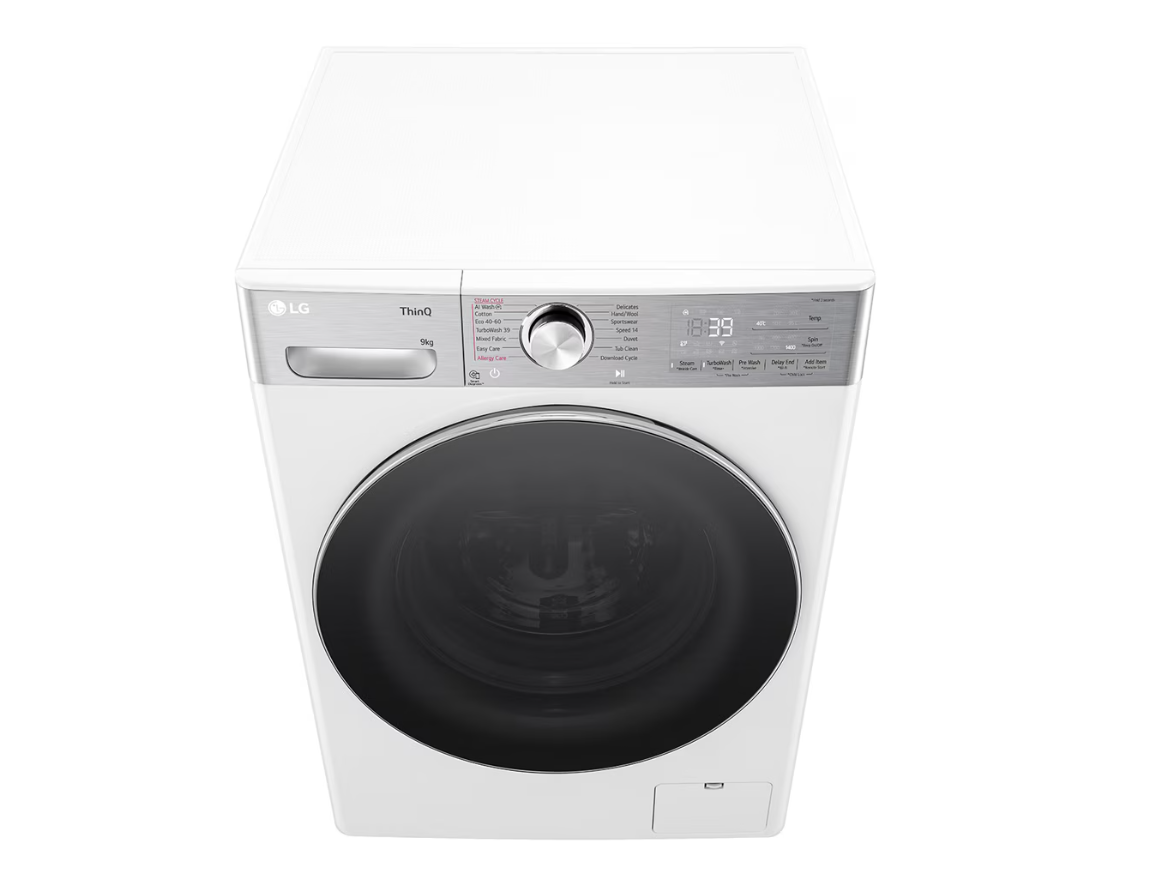 LG Washing machine with dryer | F4DR913P3WA | Energy efficiency class A/D | Front loading | Washing capacity 13 kg | 1400 RPM | Depth 62 cm | Width 60 cm | Display | LED | Drying system | Drying capacity 7 kg | Steam function | Direct drive | Wi-Fi | White - Image 9