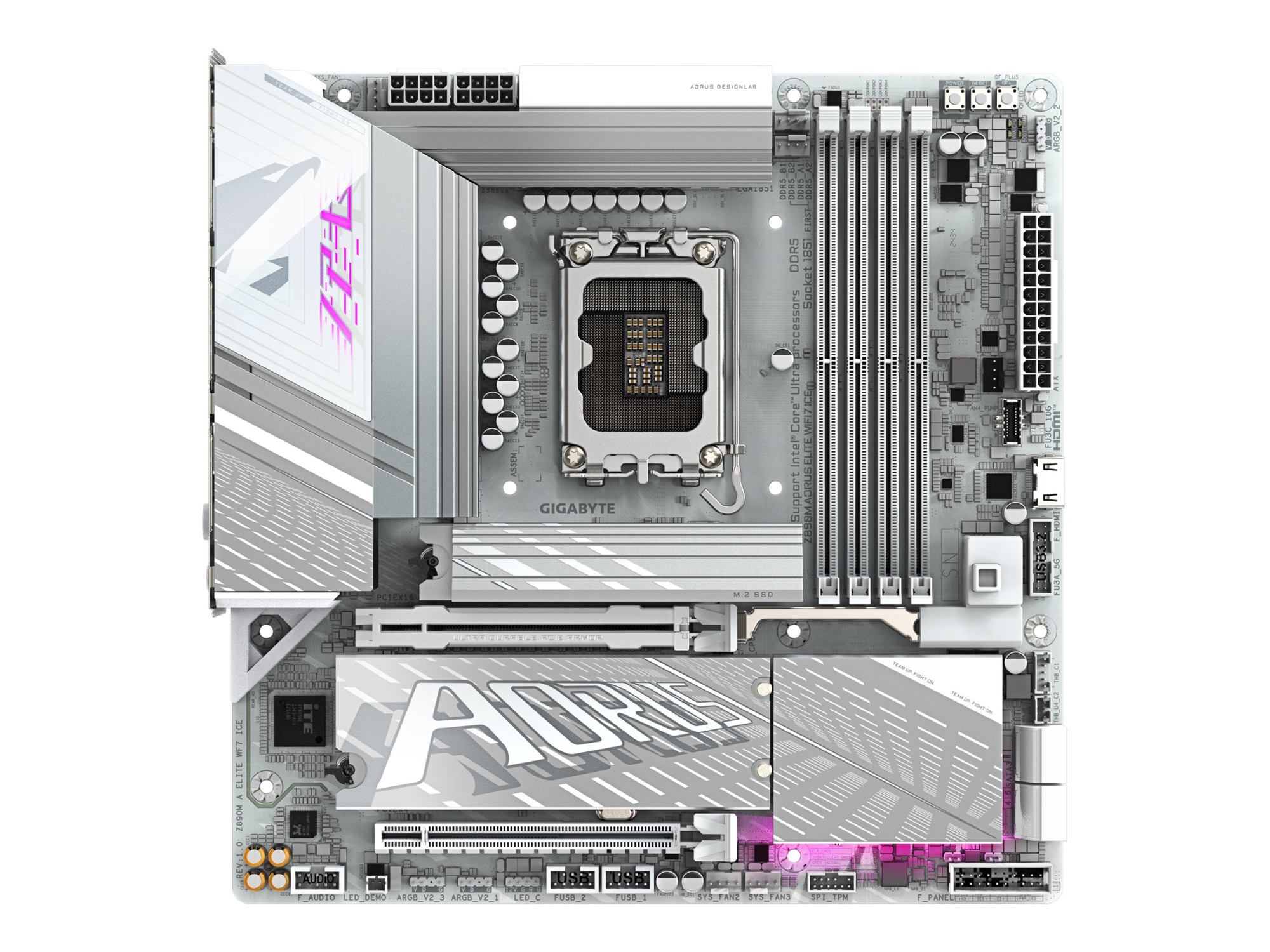 Gigabyte Z890M A ELITE WF7 ICE | Processor family Intel | Processor socket LGA1851 | DDR5 | Supported hard disk drive interfaces SATA, M.2 | Number of SATA connectors 4