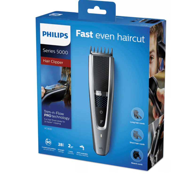 Philips | Hair clipper series 5000 | HC5630/15 | Cordless or corded | Number of length steps 28 | Step precise 1 mm | Black/Grey - Image 7