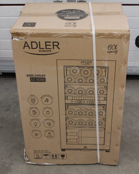 SALE OUT. Adler AD 8080 Wine Cooler, 60L, G, Shelves for 24 bottles, Black | Adler Wine Cooler | AD 8080 | Energy efficiency class G | Free standing | Bottles capacity 24 | Cooling type Compressor | Black | DAMAGED PACKAGING