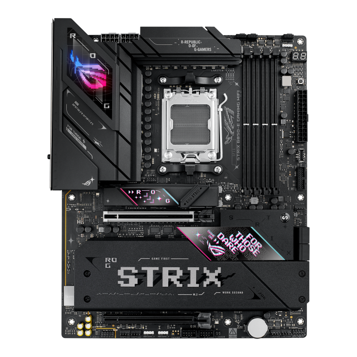 Asus ROG STRIX B850-E GAMING WIFI | Processor family AMD | Processor socket AM5 | DDR5 | Supported hard disk drive interfaces SATA, M.2 | Number of SATA connectors 4