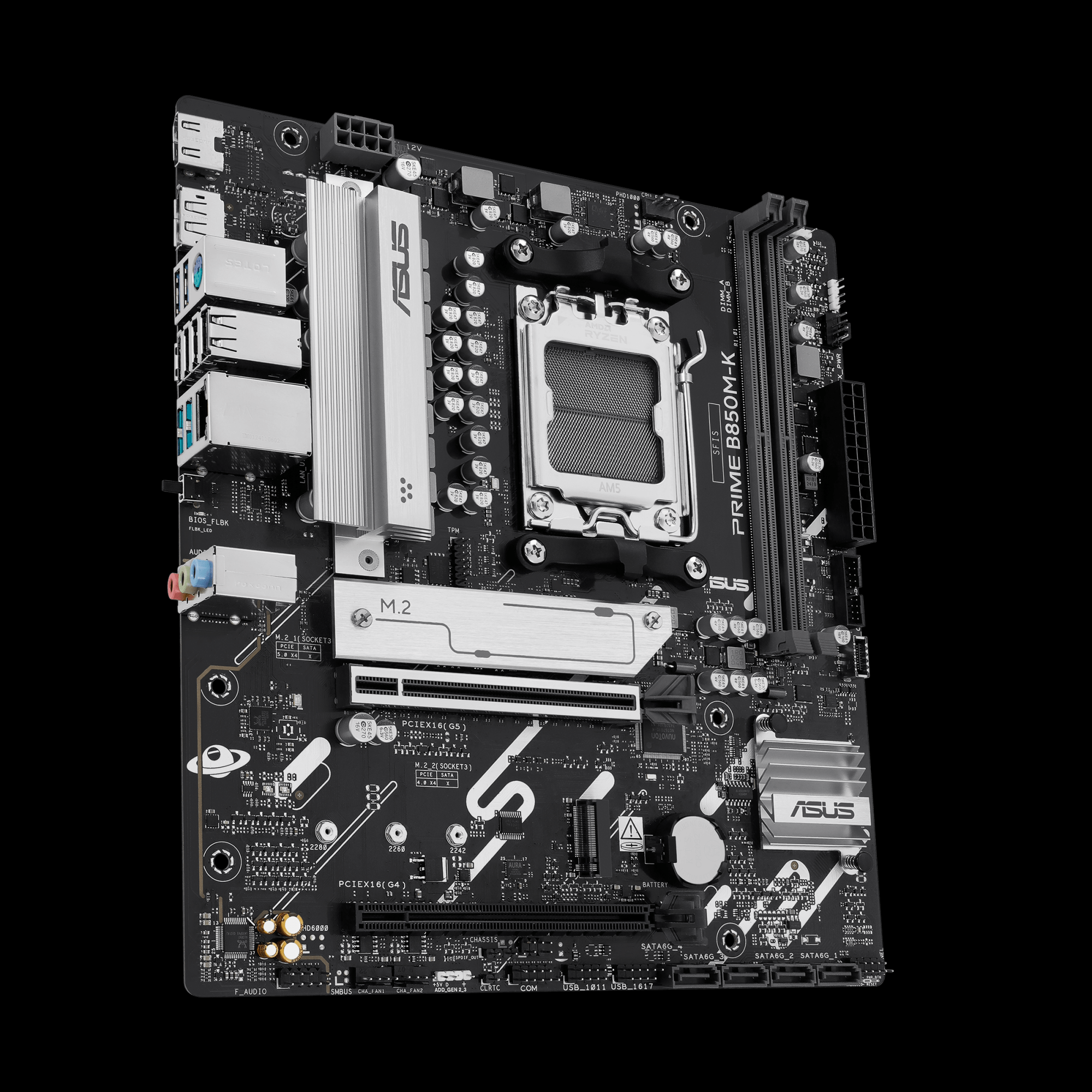 Asus PRIME B850M-K | Processor family AMD | Processor socket AM5 | DDR5 | Supported hard disk drive interfaces SATA, M.2 | Number of SATA connectors 4 - Image 3
