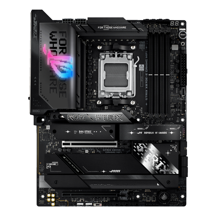 Asus ROG STRIX X870E-E GAMING WIFI | Processor family AMD | Processor socket AM5 | DDR5 | Supported hard disk drive interfaces SATA, M.2 | Number of SATA connectors 4