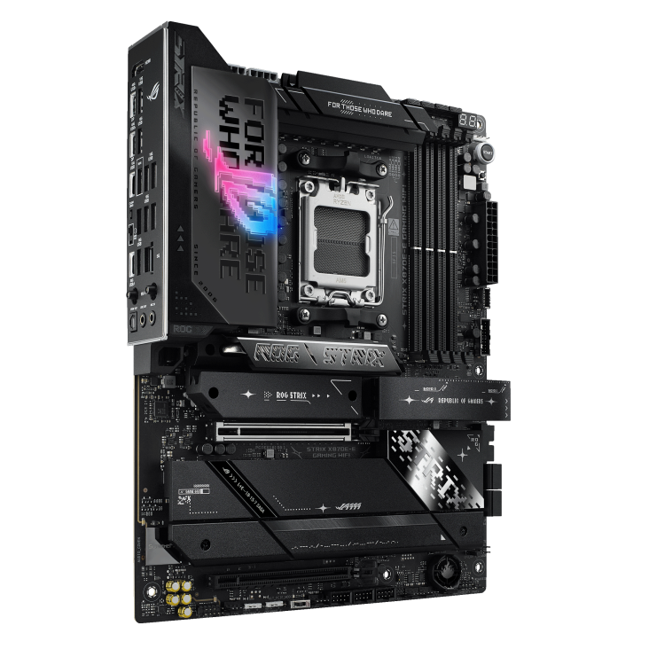 Asus ROG STRIX X870E-E GAMING WIFI | Processor family AMD | Processor socket AM5 | DDR5 | Supported hard disk drive interfaces SATA, M.2 | Number of SATA connectors 4 - Image 3