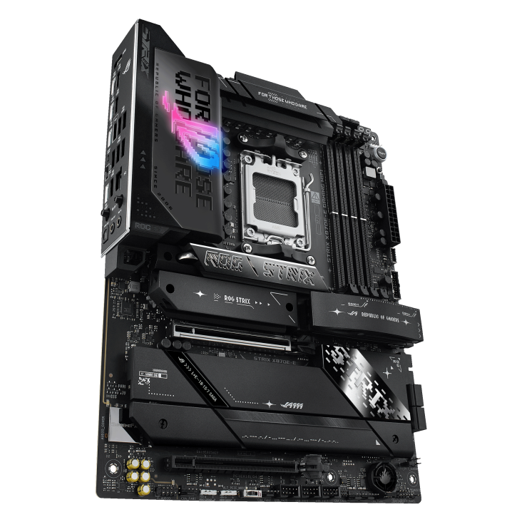 Asus ROG STRIX X870E-E GAMING WIFI | Processor family AMD | Processor socket AM5 | DDR5 | Supported hard disk drive interfaces SATA, M.2 | Number of SATA connectors 4 - Image 4