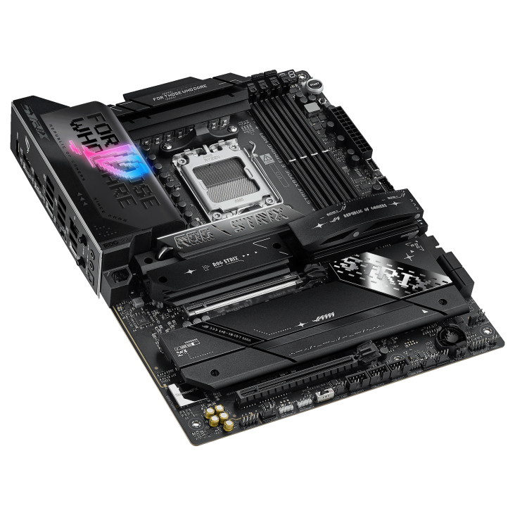 Asus ROG STRIX X870E-E GAMING WIFI | Processor family AMD | Processor socket AM5 | DDR5 | Supported hard disk drive interfaces SATA, M.2 | Number of SATA connectors 4 - Image 7
