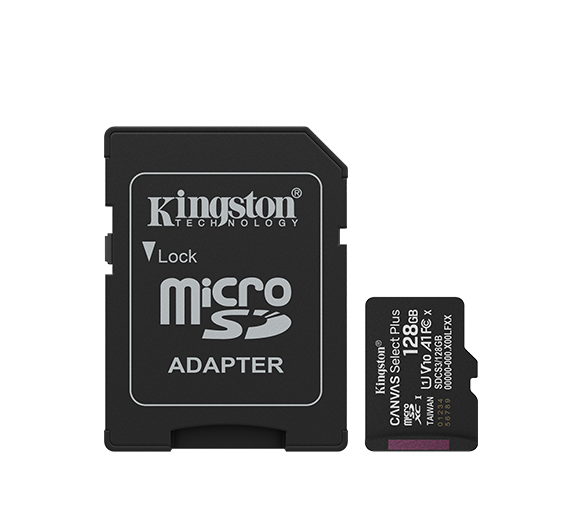Kingston Canvas Select Plus | 128 GB | microSD | Flash memory class Class 10, UHS-I, U1/U3, video class 10/30, A1