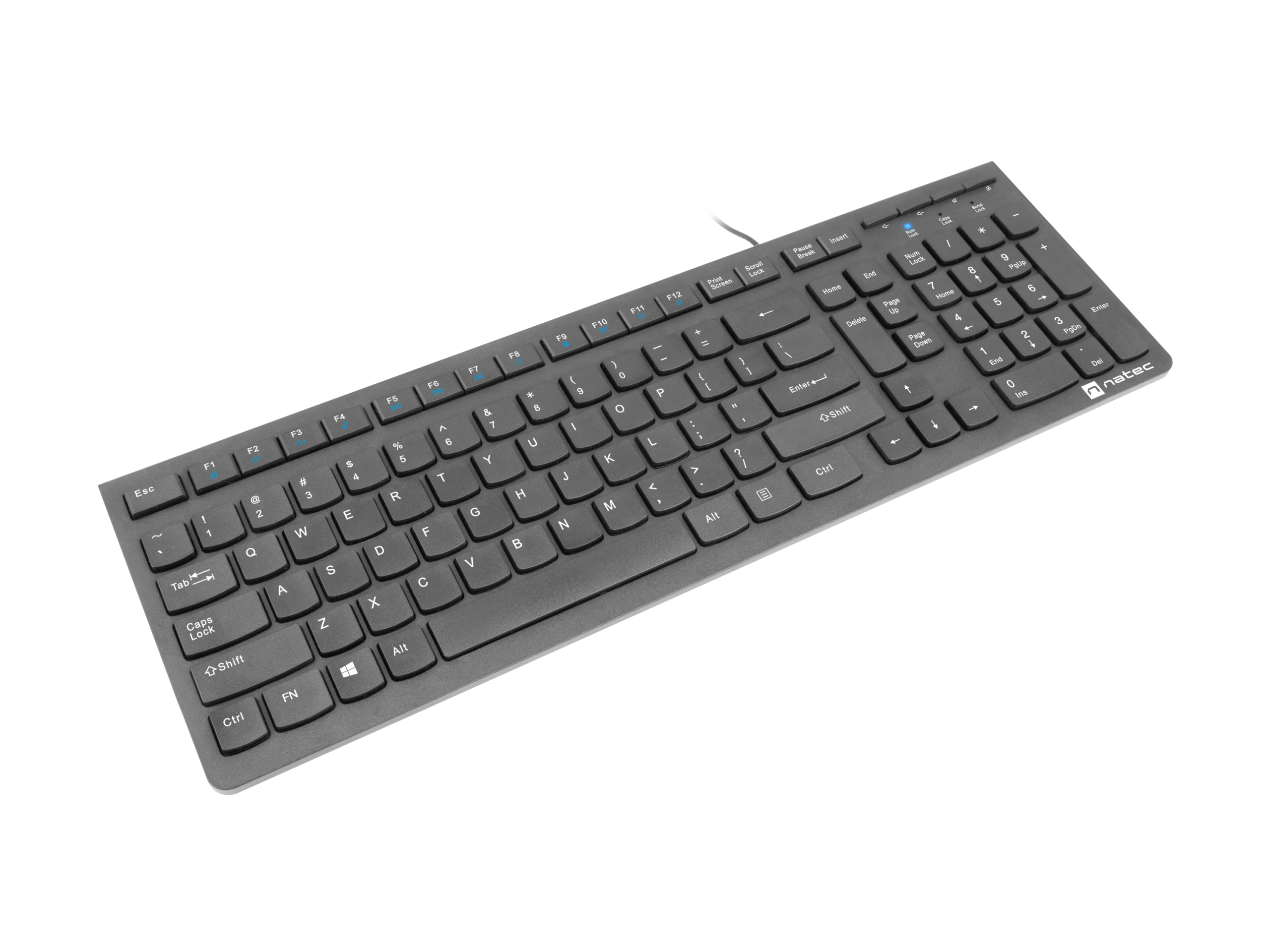 Natec | Keyboard | Discus 2 Slim | Standard | Wired | US | Black | USB 2.0 | 424 g | Numeric keypad - Image 3