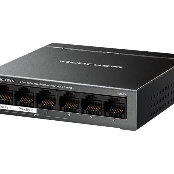 Mercusys 6-Port 10/100 Mbps Desktop Switch with 4-Port PoE+ | Mercusys