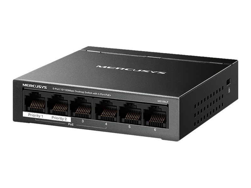 Mercusys 6-Port 10/100 Mbps Desktop Switch with 4-Port PoE+ | Mercusys