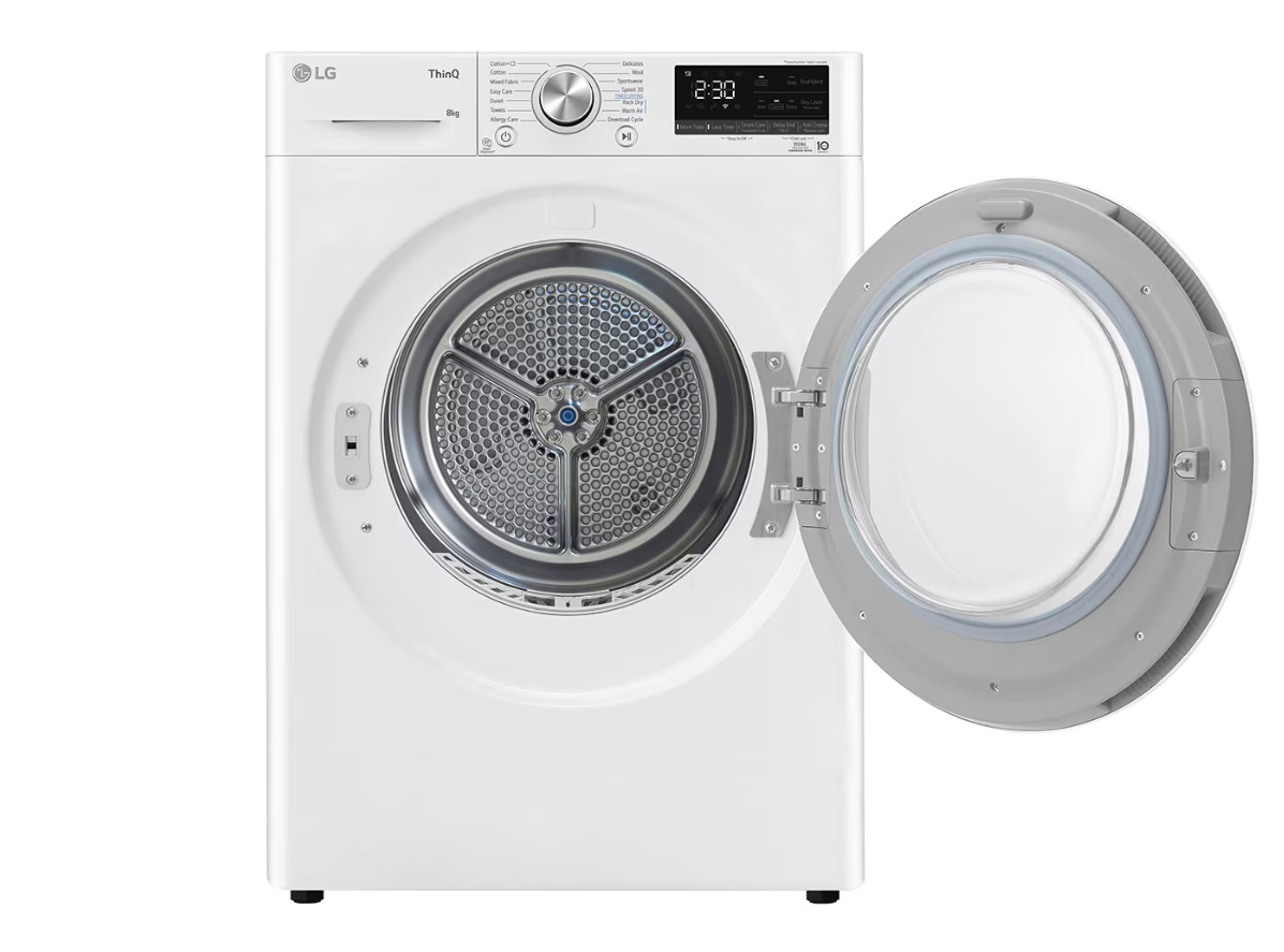 LG Dryer Machine | RH80V9AV3N | Energy efficiency class C | Front loading | 8 kg | LED | Depth 69 cm | Wi-Fi | White - Image 4