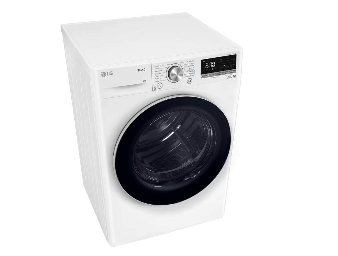 LG Dryer Machine | RH80V9AV3N | Energy efficiency class C | Front loading | 8 kg | LED | Depth 69 cm | Wi-Fi | White - Image 11