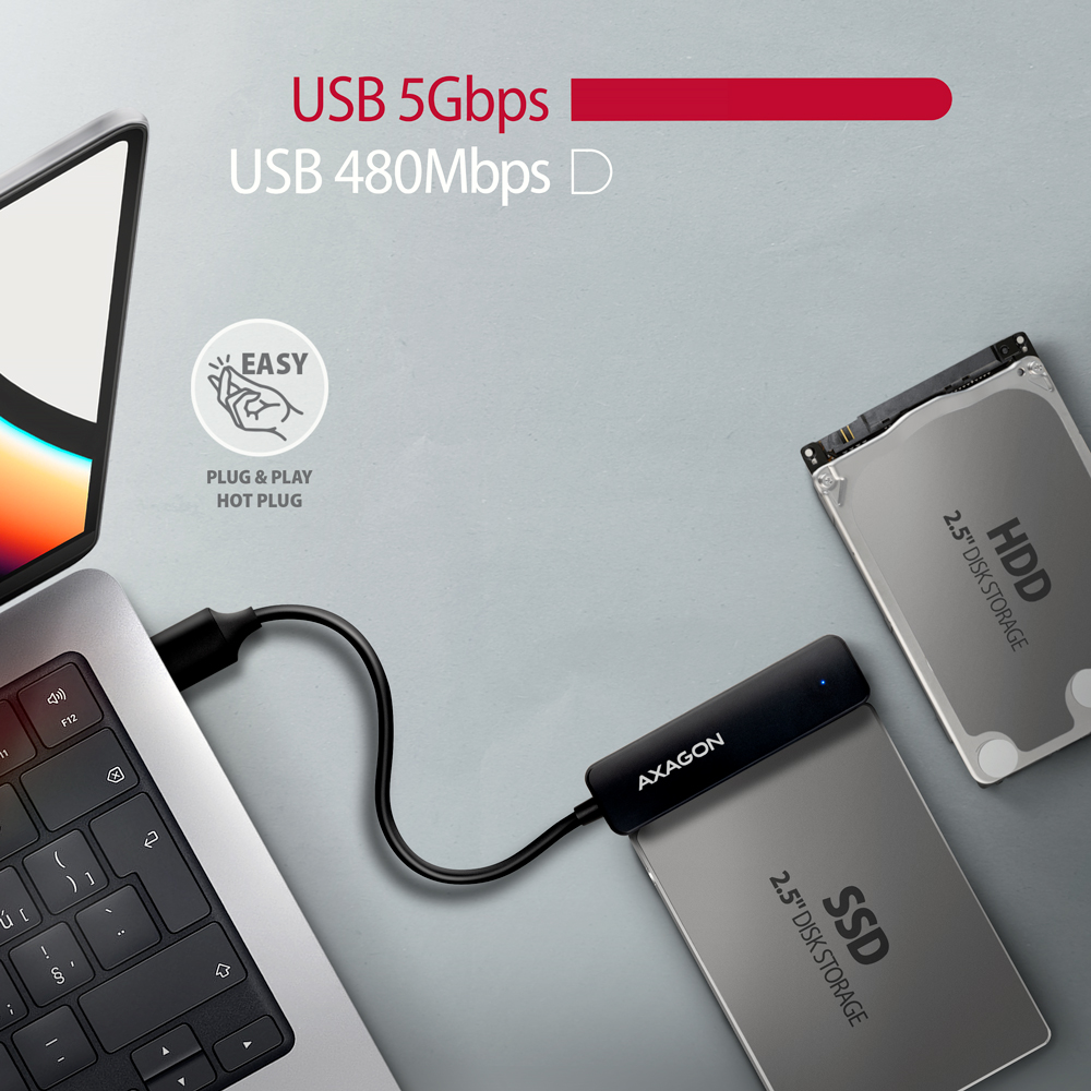 AXAGON USB-A 5Gbps SLIM adapter for 2.5" SSD/HDD | ADSA-FP2A - Image 3