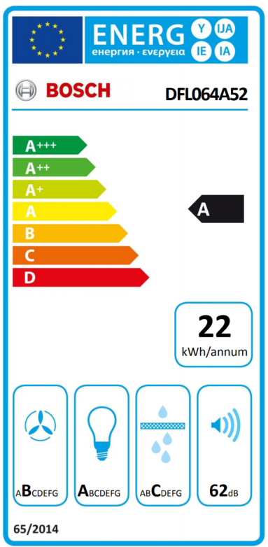 Bosch | Hood Serie 4 | DFL064A52 | Telescopic | Energy efficiency class A | Width 60 cm | 270 m³/h | Push Buttons | LED | Silver - Image 10