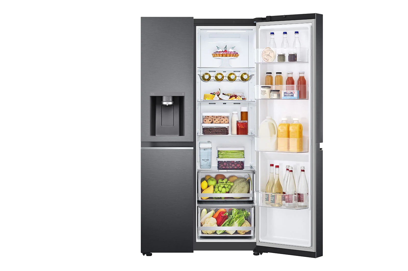 LG | Refrigerator | GSLV71MCLE | Energy efficiency class E | Free standing | Side by side | Height 179 cm | No Frost system | Fridge net capacity 416 L | Freezer net capacity 219 L | 36 dB | Matte Black - Image 7