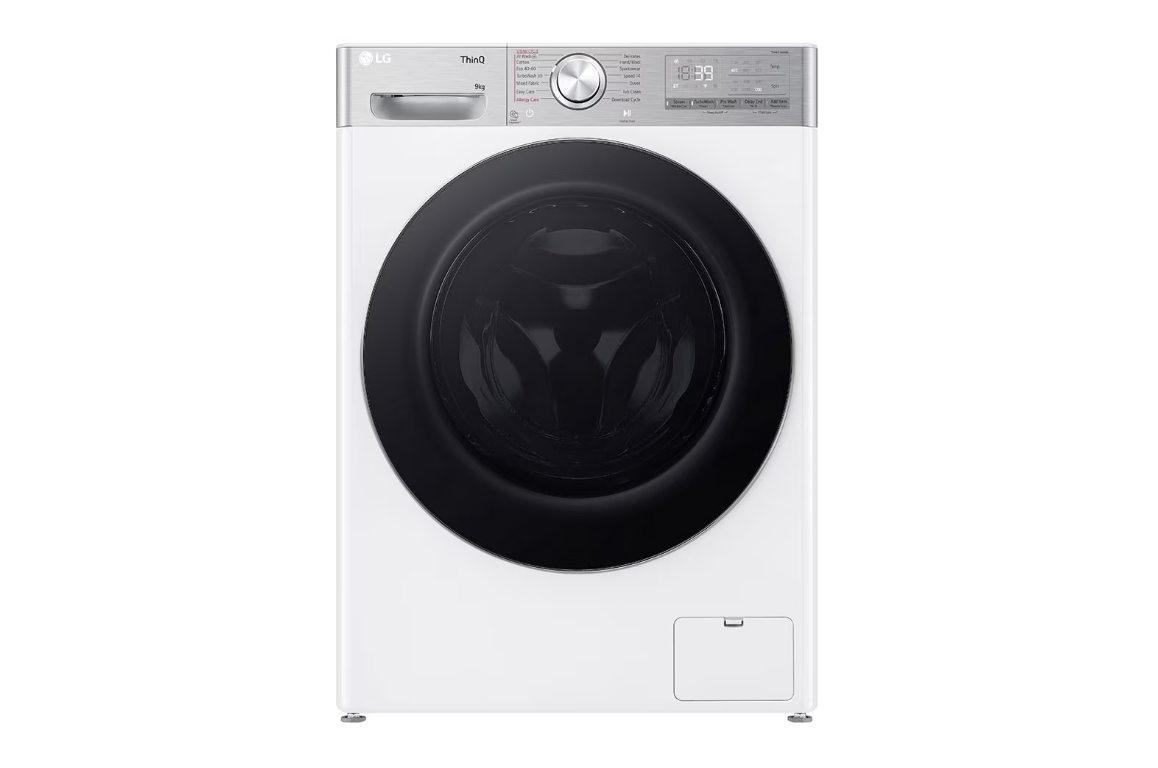 LG | Washing Machine | F2WR909P3W | Energy efficiency class A | Front loading | Washing capacity 9 kg | 1200 RPM | Depth 47.5 cm | Width 60 cm | LED | Steam function | Direct drive | Wi-Fi | White