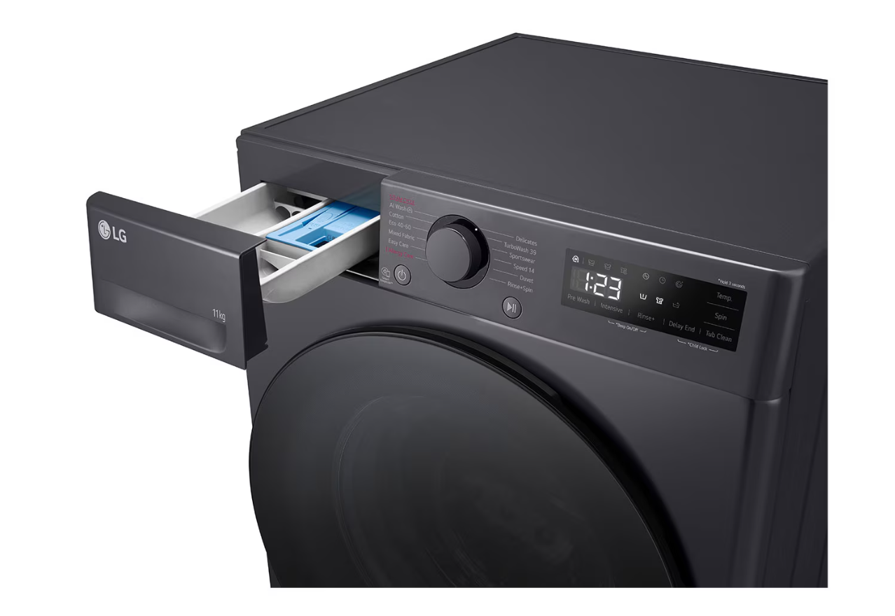 LG Washing machine | F4WR511S2M | Energy efficiency class A-10% | Front loading | Washing capacity 11 kg | 1400 RPM | Depth 57 cm | Width 60 cm | Display | LED | Steam function | Direct drive | White - Image 7