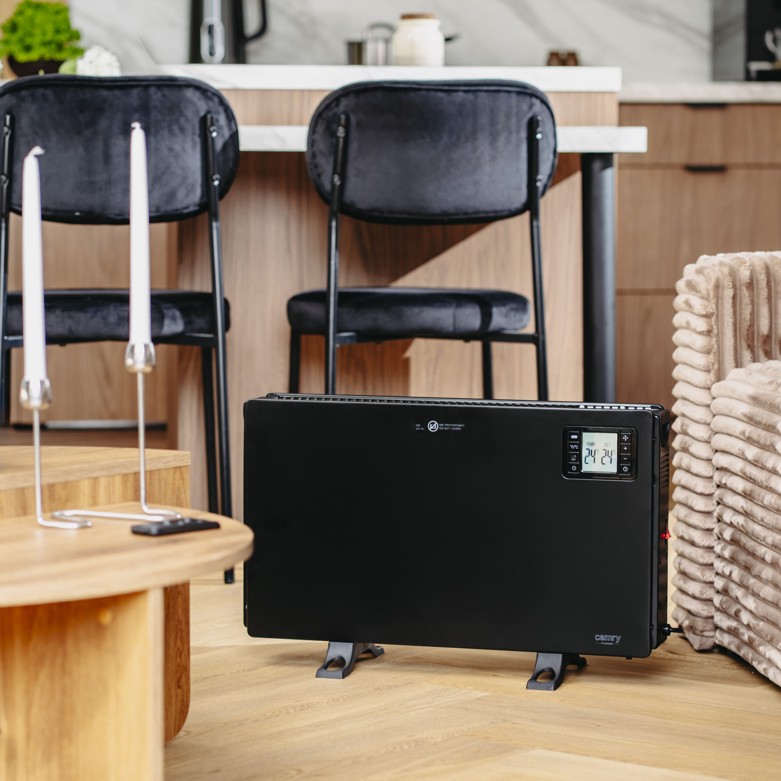 Camry Fan Heater with Remote Control | CR 7739 | Convection Heater | 2000 W | Number of power levels 3 (750W/1250W/2000W) | Black - Image 11