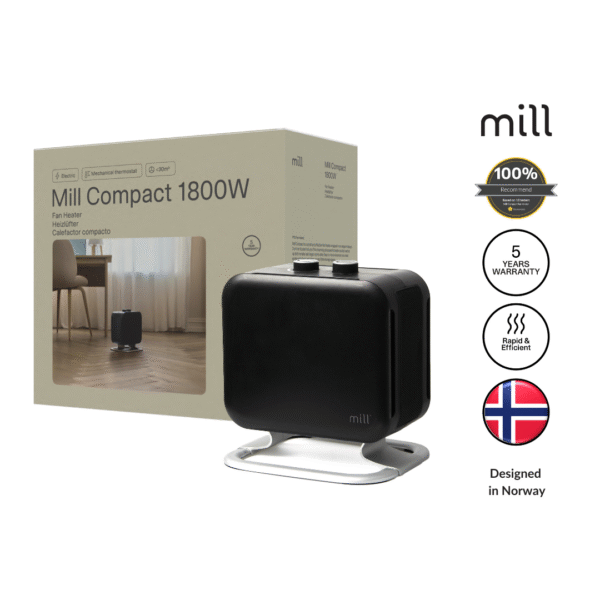 Mill | Heater | CUS1800MECBA | PTC Fan | Suitable for rooms up to 30 m² | Black | 1800 W