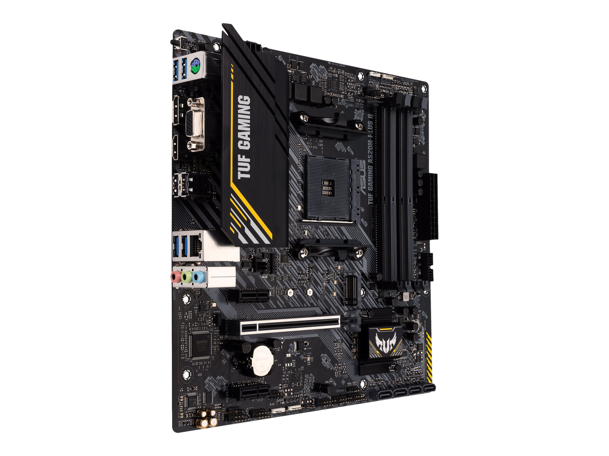 Asus | TUF GAMING A520M-PLUS II | Processor family AMD | Processor socket AM4 | DDR4 DIMM | Memory slots 4 | Supported hard disk drive interfaces SATA, M.2 | Number of SATA connectors 4 | Chipset AMD A520 | Micro ATX - Image 9