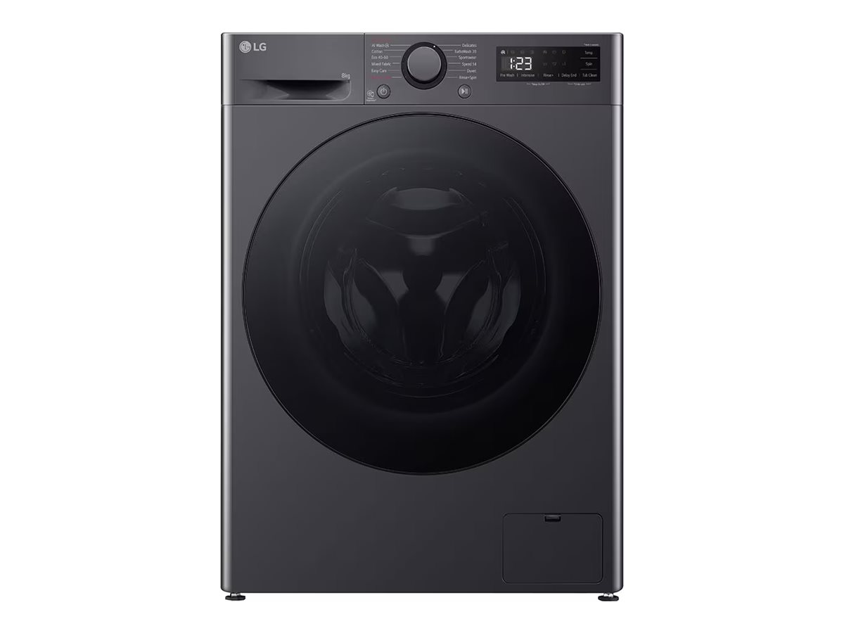 LG | Washing Machine | F2WR508S2M | Energy efficiency class A | Front loading | Washing capacity 8 kg | 1200 RPM | Depth 48 cm | Width 60 cm | LED | Middle Black - Image 2