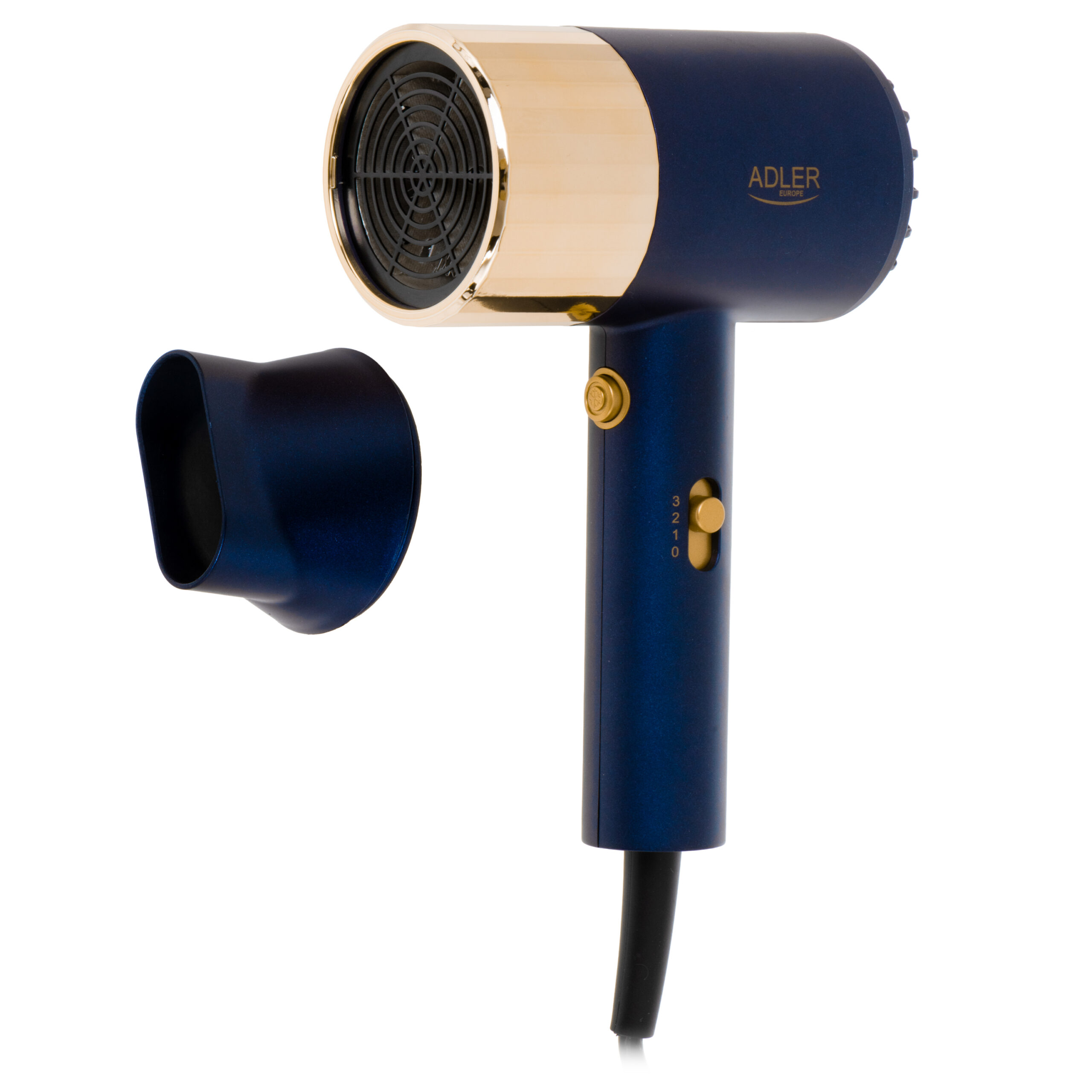 Adler Hair dryer | AD 2280 | 1800 W | Number of temperature settings 3 | Blue/Gold