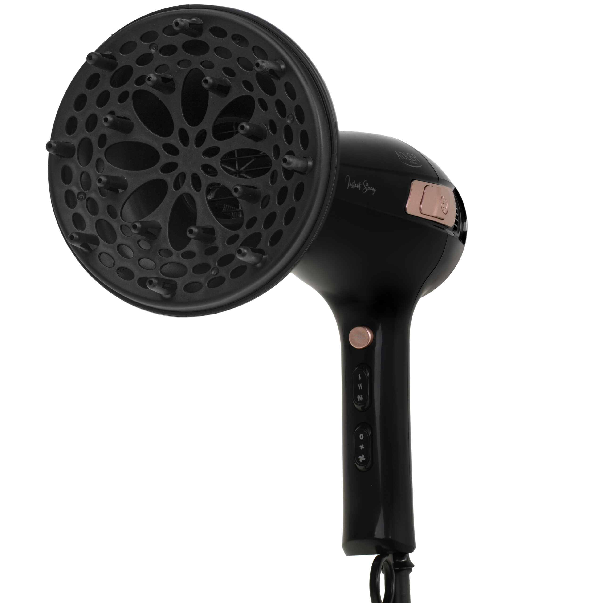 Adler Hair dryer with retractable power cord | AD 2283 | 2400 W | Number of temperature settings 3 | Diffuser nozzle | Black/Golden Rose - Image 7