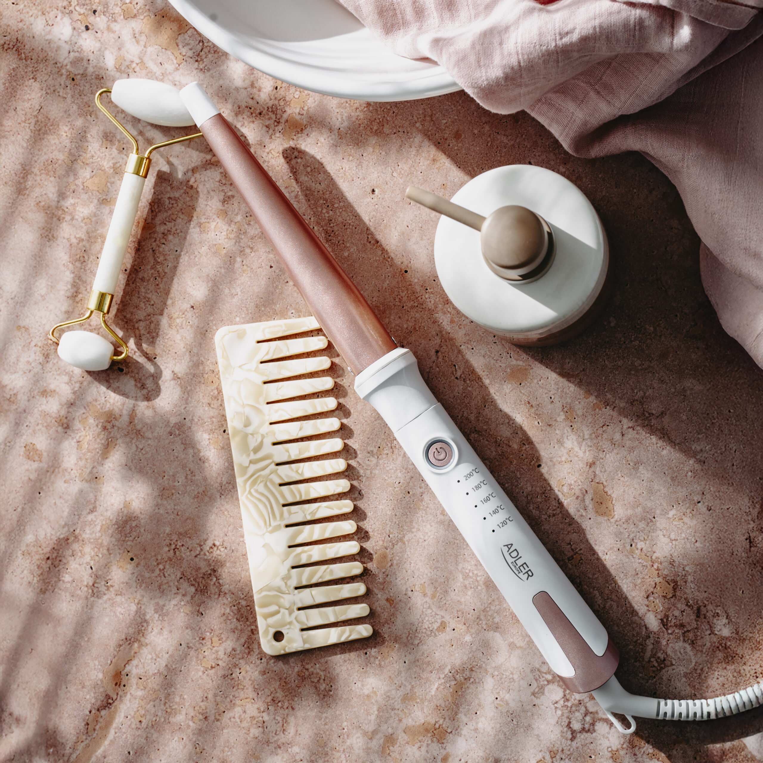 Adler Conical curling iron | AD 2119 | Barrel diameter 12-25 mm | Temperature (min) 120 °C | Temperature (max) 200 °C | Number of heating levels 5 | 45 W | White/Pink - Image 12