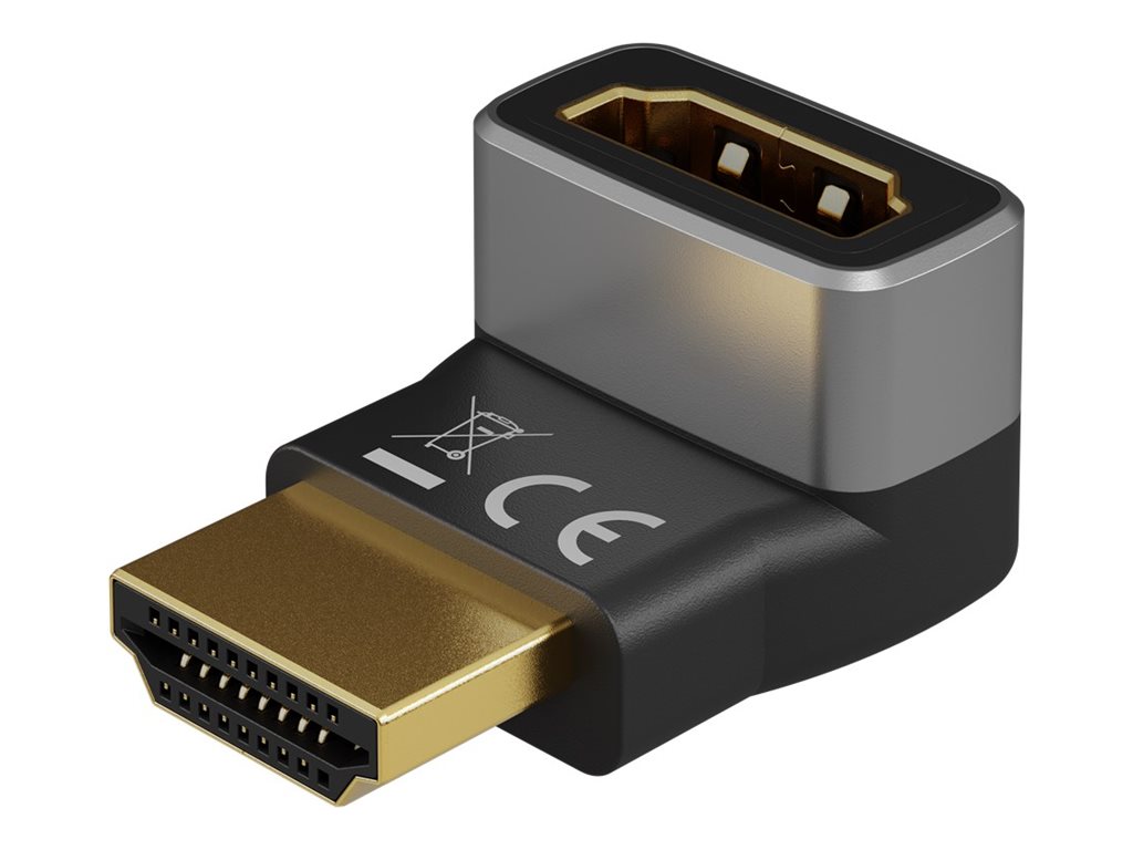 Goobay 72009 HDMI™ Angled Adapter 90° Horizontal, 8K @ 60 Hz, Gold-Plated, Black, Silver | Goobay