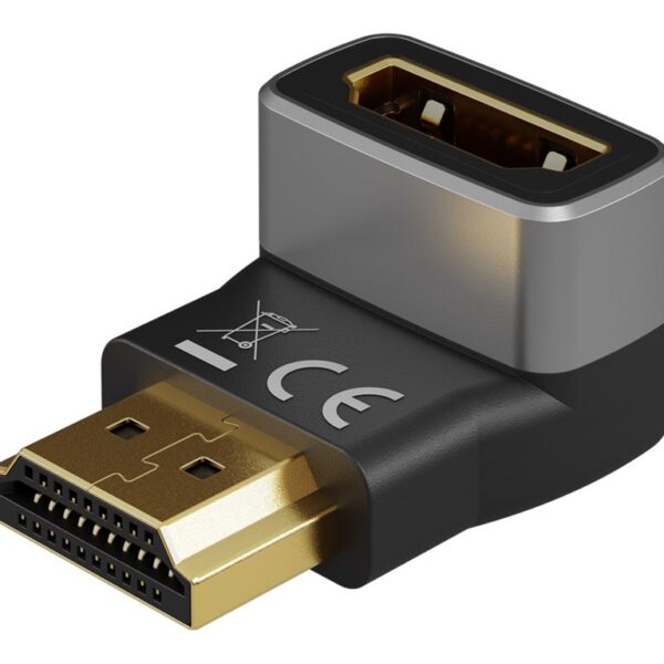 Goobay 72011 HDMI™ Angled Adapter 270° Vertical, 8K @ 60 Hz, Gold-Plated, Black, Silver | Goobay