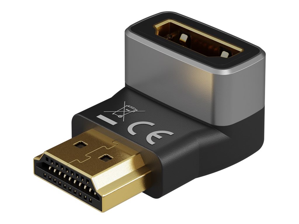 Goobay 72011 HDMI™ Angled Adapter 270° Vertical, 8K @ 60 Hz, Gold-Plated, Black, Silver | Goobay