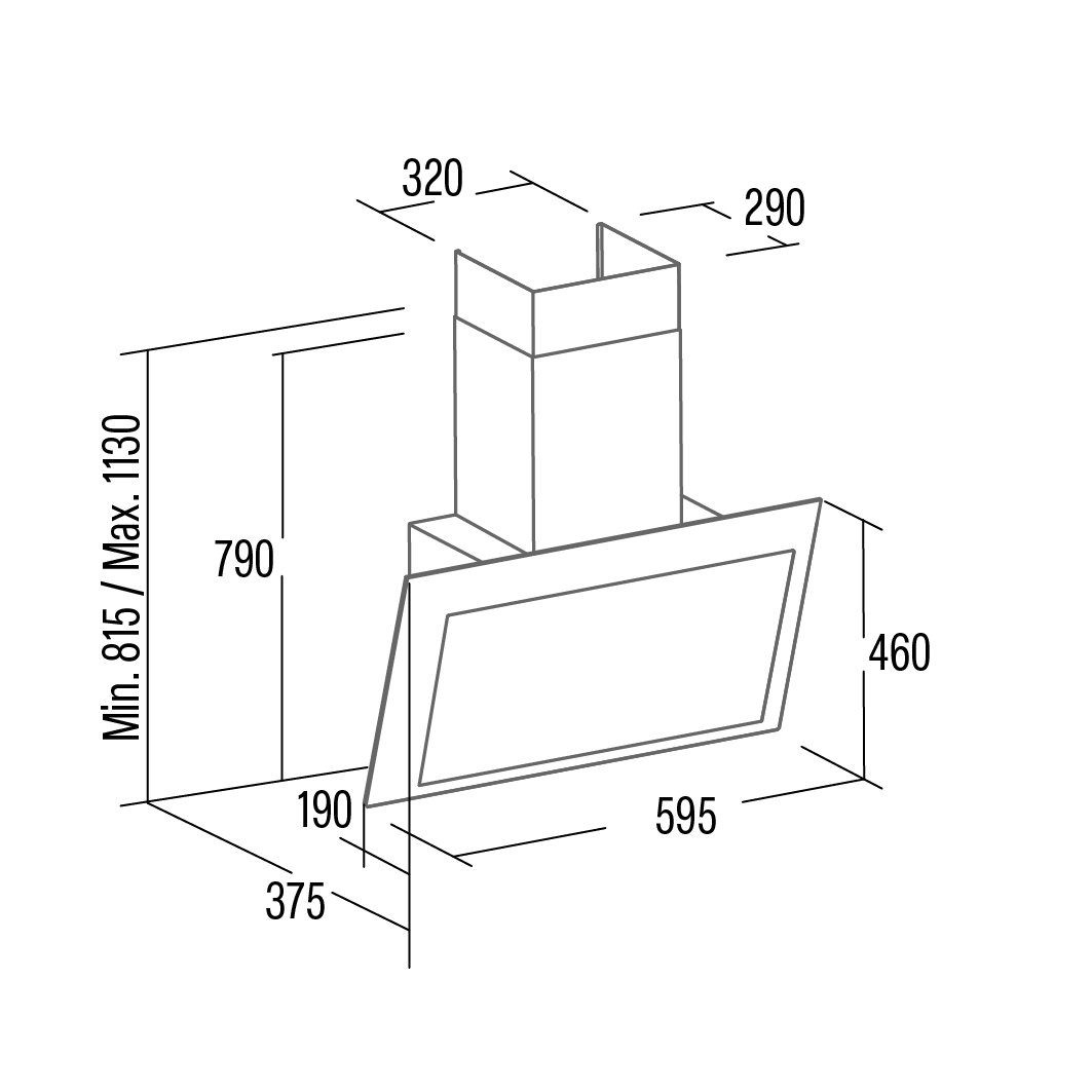 CATA Hood | THALASSA PRO 60 GWH | Wall mounted | Energy efficiency class A+++ | Width 60 cm | 842 m³/h | Electronic | LED | White Glass - Image 3