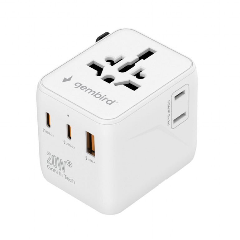 Gembird Universal travel power adapter | TPA-1A2C20-01-W | 20 W | Travel Adapter - Image 5