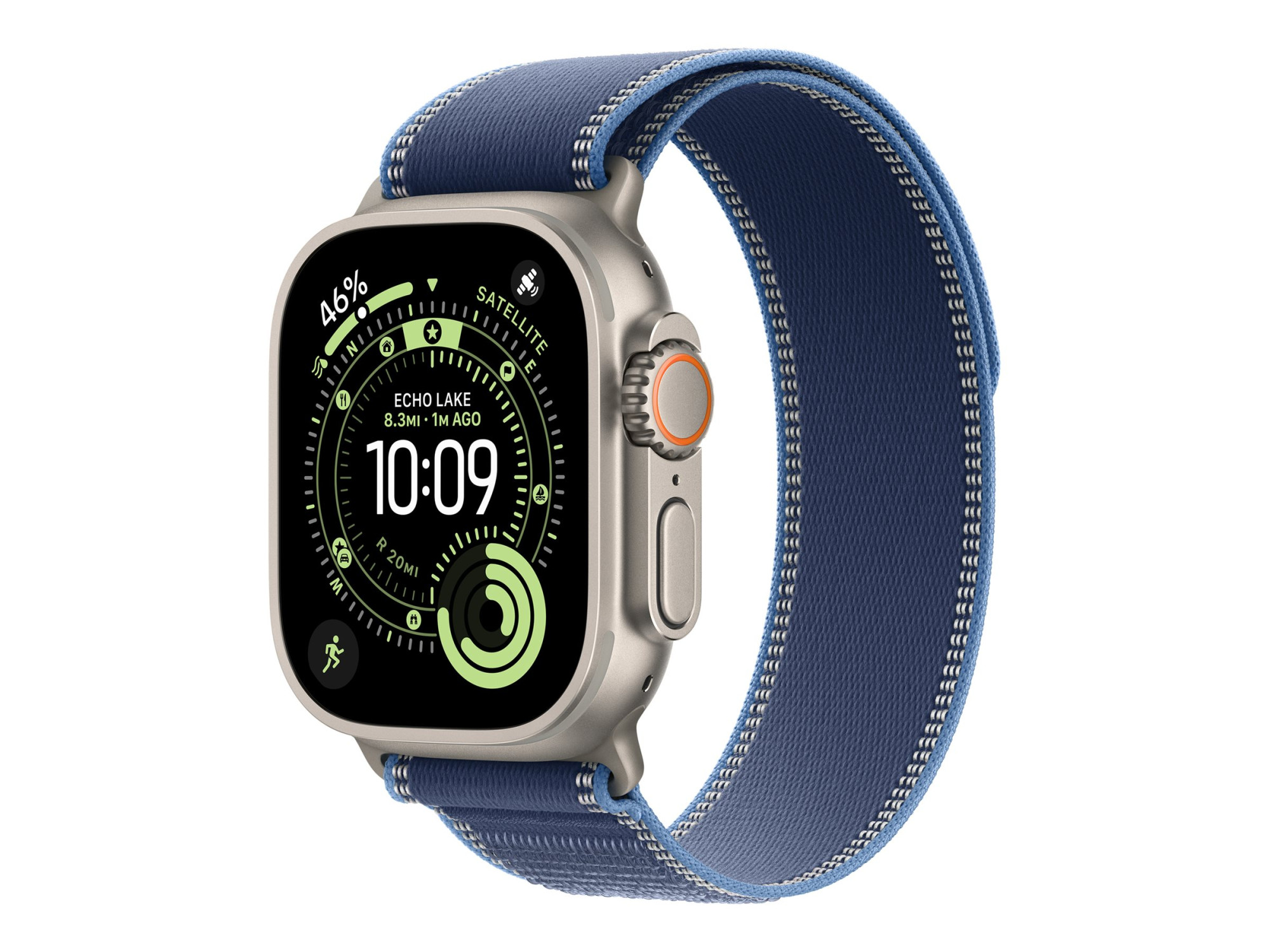 Apple | 49mm Blue/Bright Blue Trail Loop - S/M - Natural Titanium Finish - Image 2