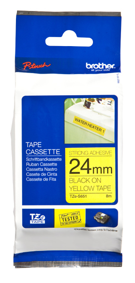 Brother | TZe-S651 Strong Adhesive Laminated Tape | Black on Yellow | TZe | 8 m | 2.4 cm - Image 6