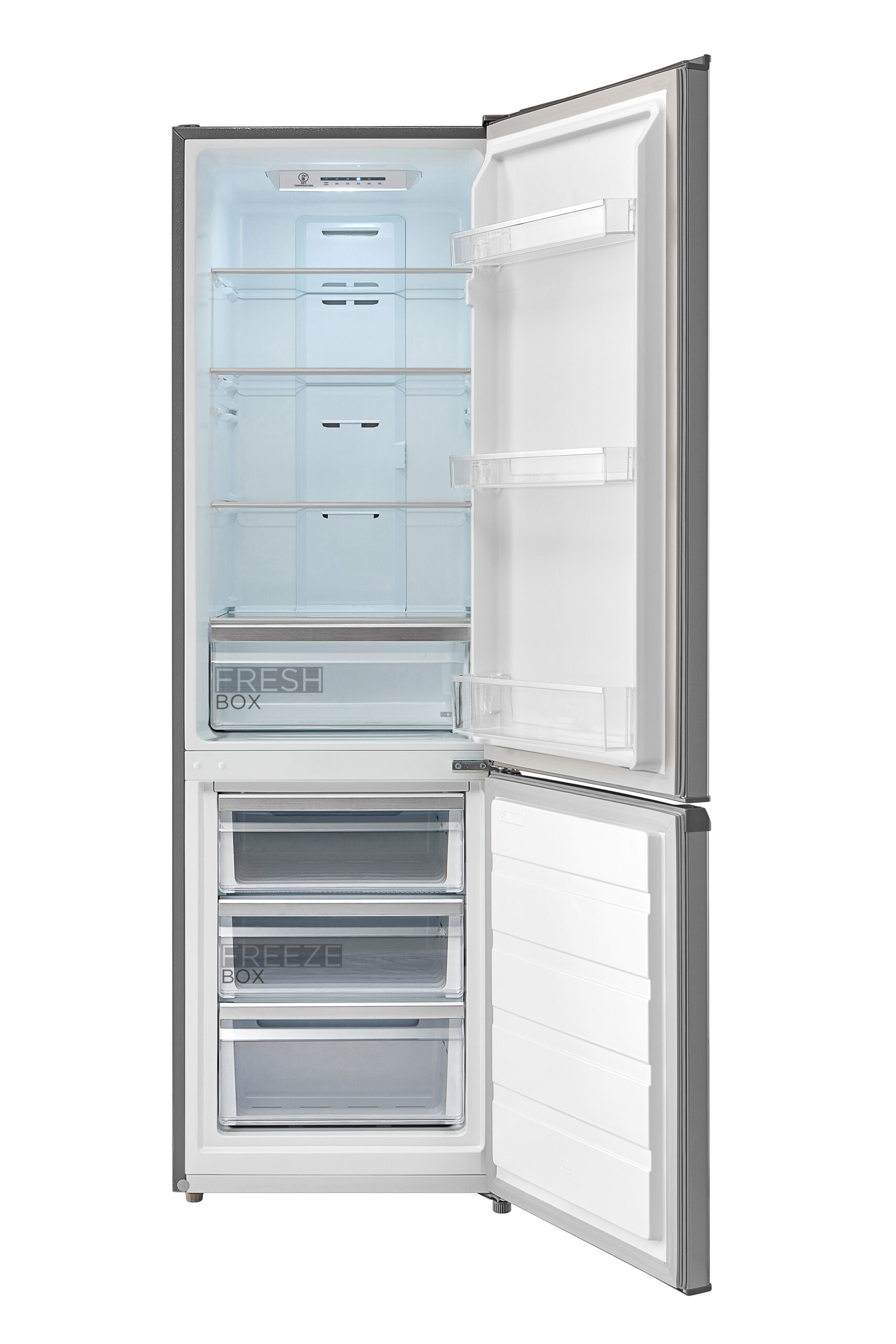 Midea Refrigerator | MDRB380FGE02A | Energy efficiency class E | Free standing | Combi | Height 180 cm | No Frost system | Fridge net capacity 199 L | Freezer net capacity 71 L | 41 dB | Grey - Image 3