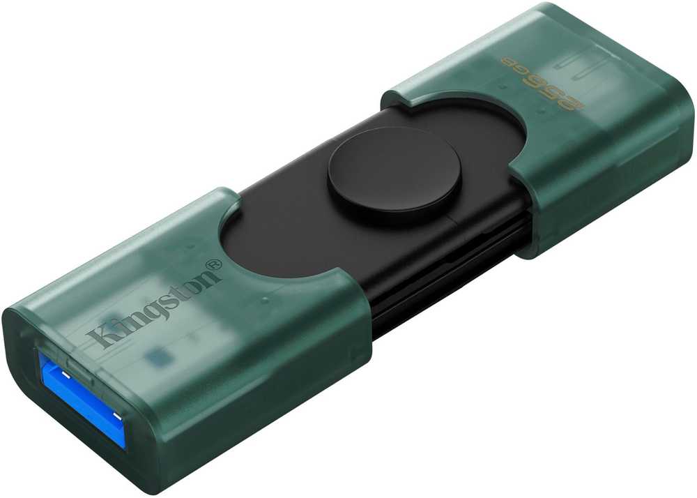 Kingston USB Flash Drive | DataTraveler Duo | 256 GB | USB Type-A and USB Type-C | Black/Green - Image 3