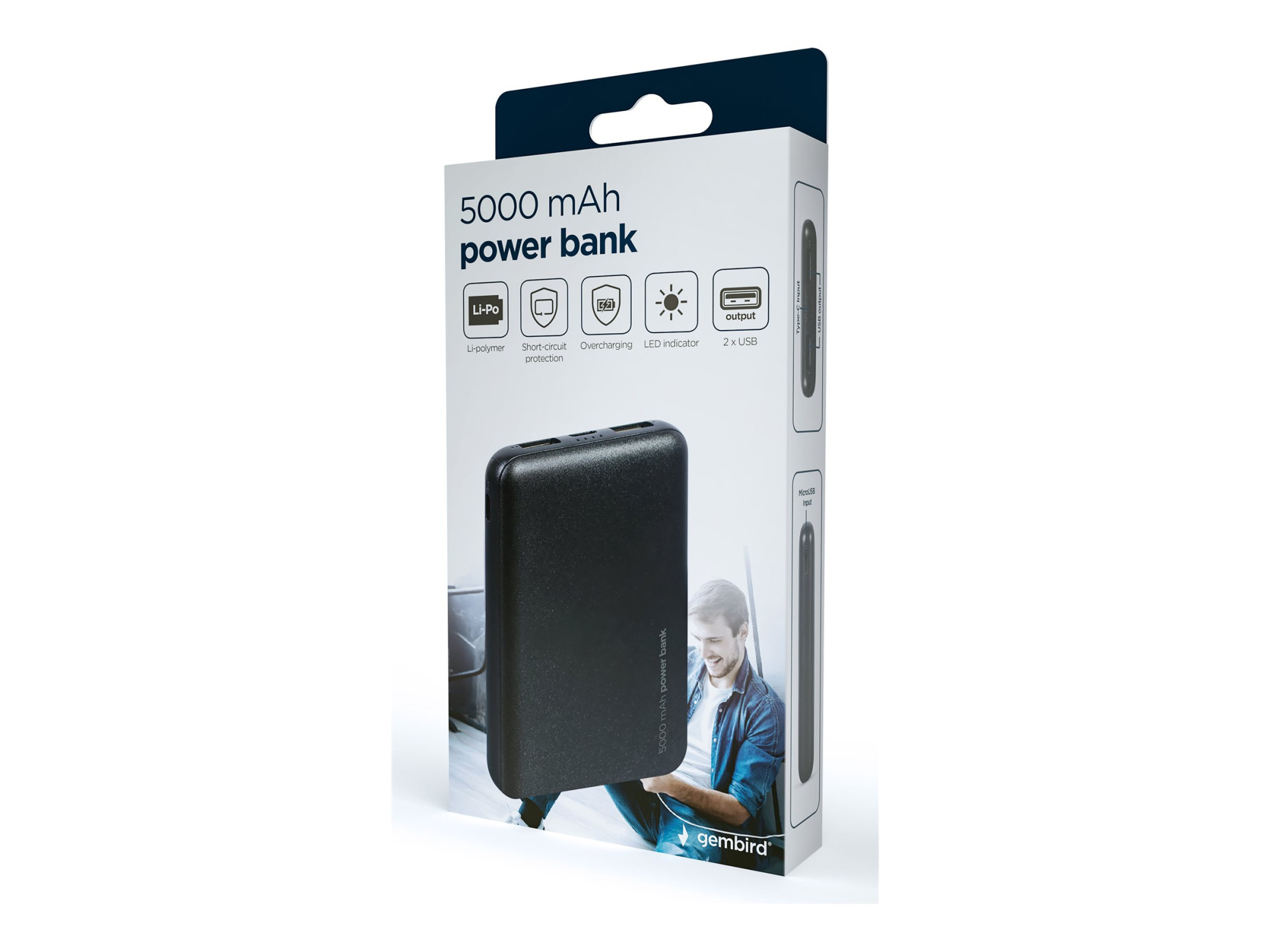 Gembird | Power Bank | PB05-02 | 5000 mAh | 2 x USB-AF | Black - Image 9