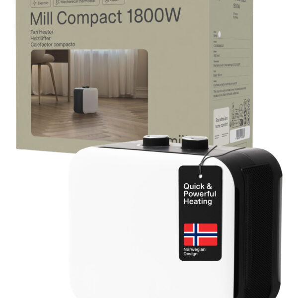 Mill | Compact PTC Fan Heater | CUS1800MECW | PTC Fan | 1800 W | Number of power levels 3 | Suitable for rooms up to 10-30 m² | White